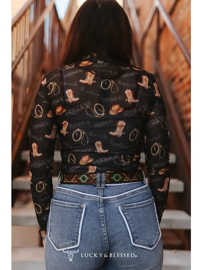 Rodeo Long Sleeve Mesh Top