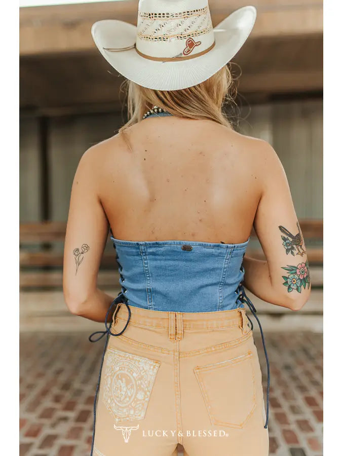 Lace Up Halter Corset Top
