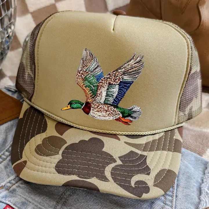 Faux Rhinestone Mallard Trucker Hat