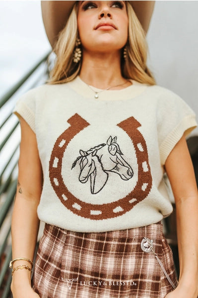 The Western Horseshoe Sweater Vest