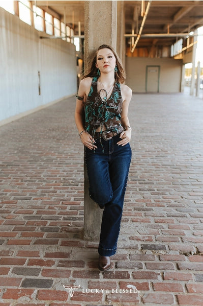 The Jacquard Lace-Up Halter