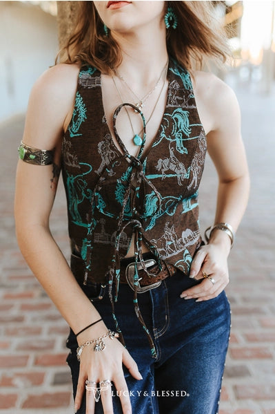 The Jacquard Lace-Up Halter