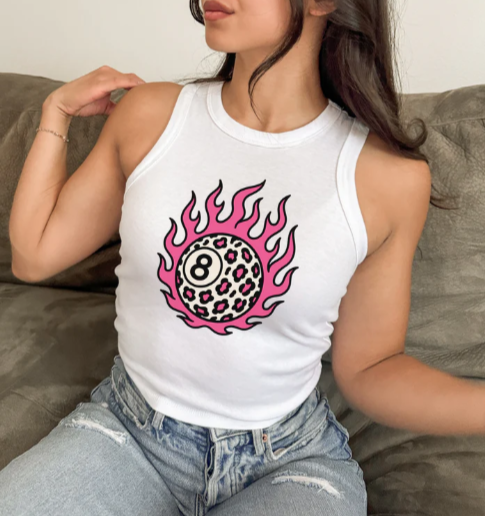 pink fire 8-ball Tank