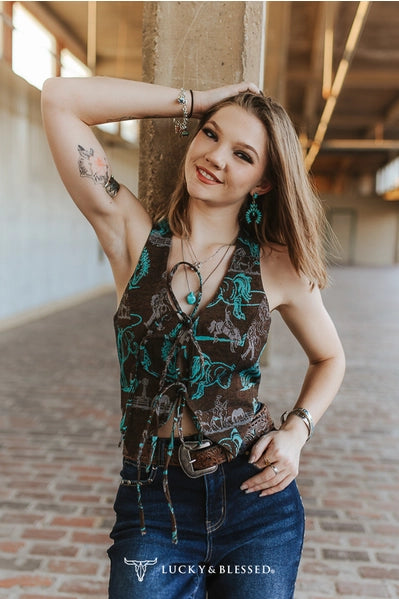 The Jacquard Lace-Up Halter