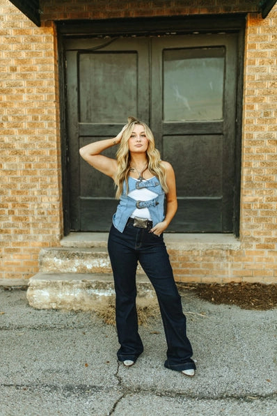 The Denim Buckle Top